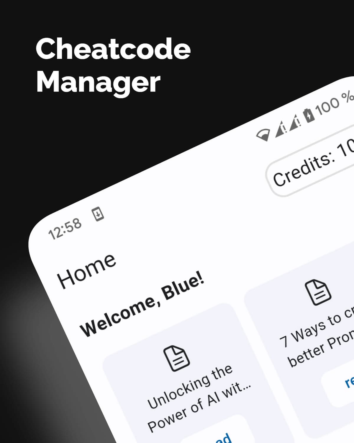 Screenshot der Cheatcode App
